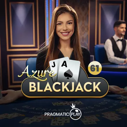 Azure Blackjack table with blue felt and dealt cards